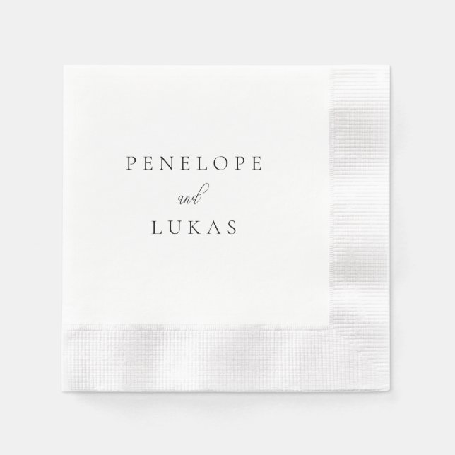 Serviette En Papier Mariage de script minimal Napkin (Devant)