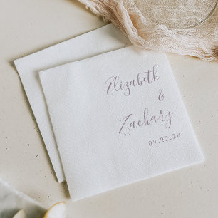 Serviette En Papier Mariage de script moderne Dusty Lavender