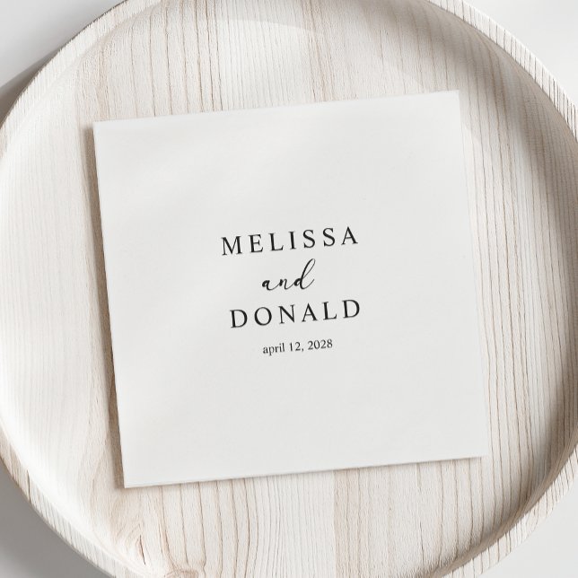 Serviette En Papier Mariage de script simple Black Modern (Créateur téléchargé)