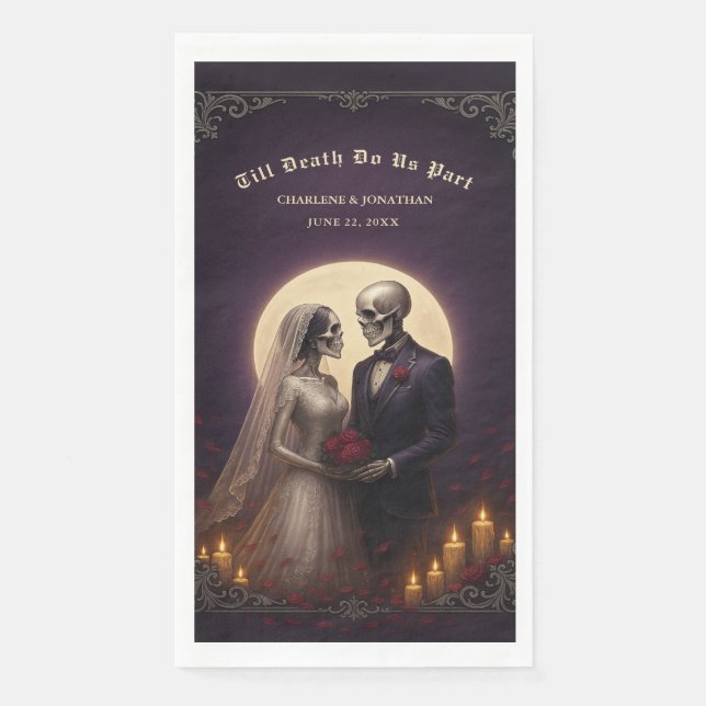 Serviette En Papier Mariage de squelettes gothiques jusqu'à ce que la  (Devant)