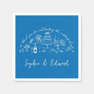 Serviette En Papier Mariage de style artistique au trait fantaisiste d