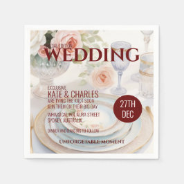 Serviette En Papier Mariage de style de magazine personnalisé unique