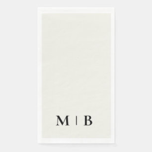 Serviette En Papier Mariage de texte noir de crème Monogramme contempo