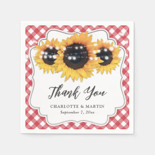 Serviette En Papier Mariage de tournesol En vichy rouge