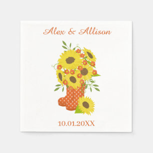 Serviette En Papier Mariage de tournesol jaune