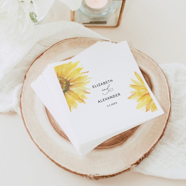 Serviette En Papier Mariage de tournesol minimaliste (Créateur téléchargé)