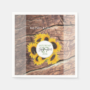 Serviette En Papier Mariage de tournesol rustique