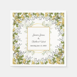Serviette En Papier Mariage de trame or Eucalyptus Botanique