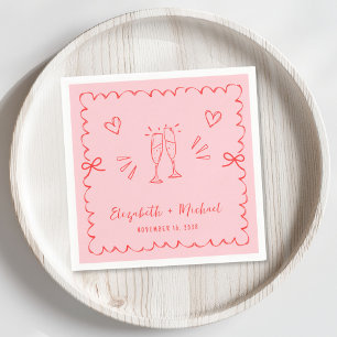 Serviette En Papier Mariage de trame rose rouge vif tendance