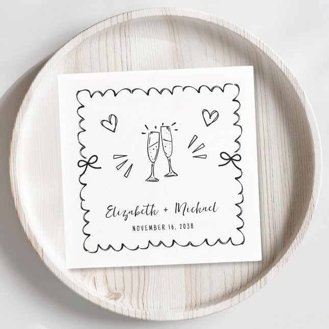 Serviette En Papier Mariage de trame Wavy Whimsical (Créateur téléchargé)
