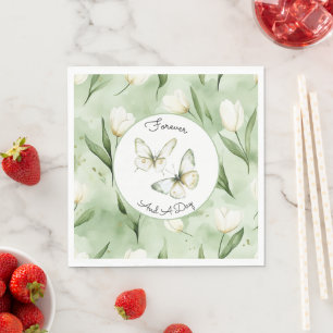 Serviette En Papier Mariage de Tulipes Blanches Vertes Jolis