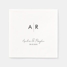 Serviette En Papier Mariage de typographie de script monographique cla