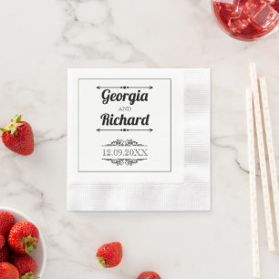 Serviette En Papier Mariage de typographie en gras et d'éléments vinta
