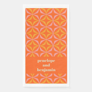 Serviette En Papier Mariage de typographie orange jaune personnalisé