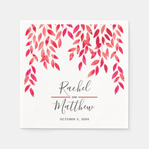 Serviette En Papier Mariage de vignes d'aquarelle rose chaud