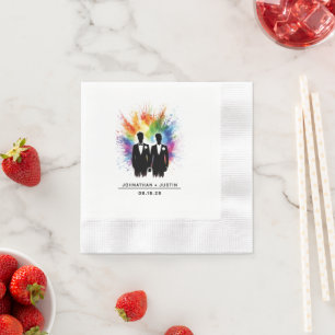 Serviette En Papier Mariage d'éclatement arc-en-ciel