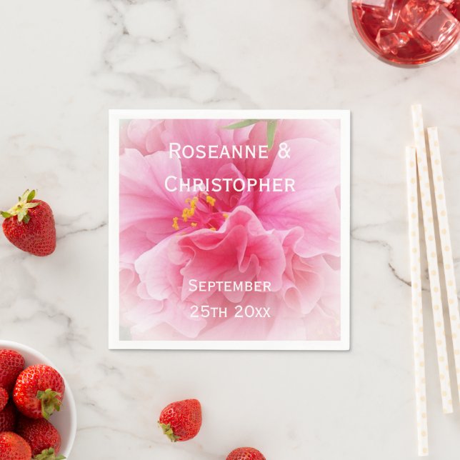 Serviette En Papier Mariage Décor Floral Rose (En situation)