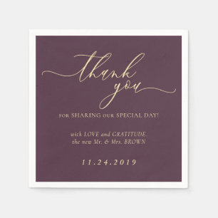 Serviette En Papier Mariage Décor Minimaliste Formel Figue de Minuit