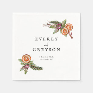 Serviette En Papier Mariage d'épices botaniques de Noël rustique