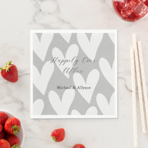 Serviette En Papier Mariage des Coeurs blancs gris
