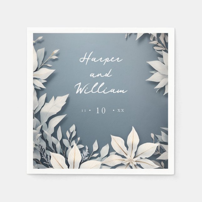 Serviette En Papier Mariage des fleurs d'hiver crêpes (Devant)