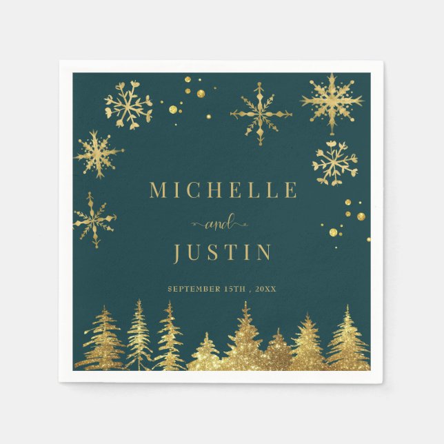 Serviette En Papier Mariage des sapins boisés de Noël (Devant)