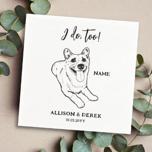 Serviette En Papier Mariage d'esquisse de chien simple pour animal de