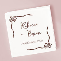 Mariage d'esquisse de ruban à ruban à main Brown