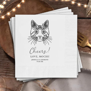 Serviette En Papier Mariage Dessin Main Chat Personnalisé Cheers
