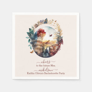 Serviette En Papier Mariage Destination Italienne Aquarelle Fantaisist