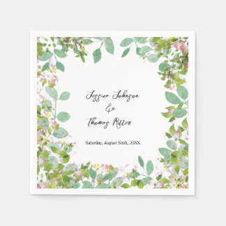 Serviette En Papier Mariage d'été romantique personnalisé Eucalyptus