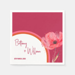 Serviette En Papier Mariage d'été rose vibre moderne