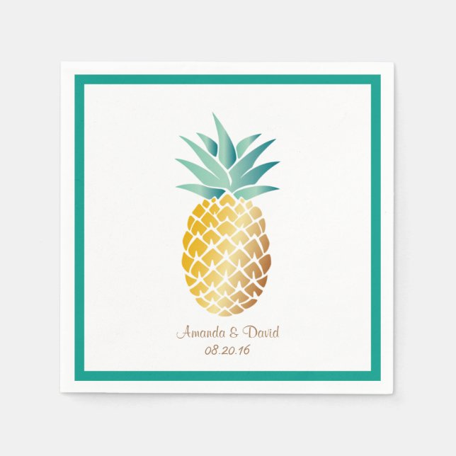 Serviette En Papier Mariage d'été tropical de l'ananas hawaïen (Devant)