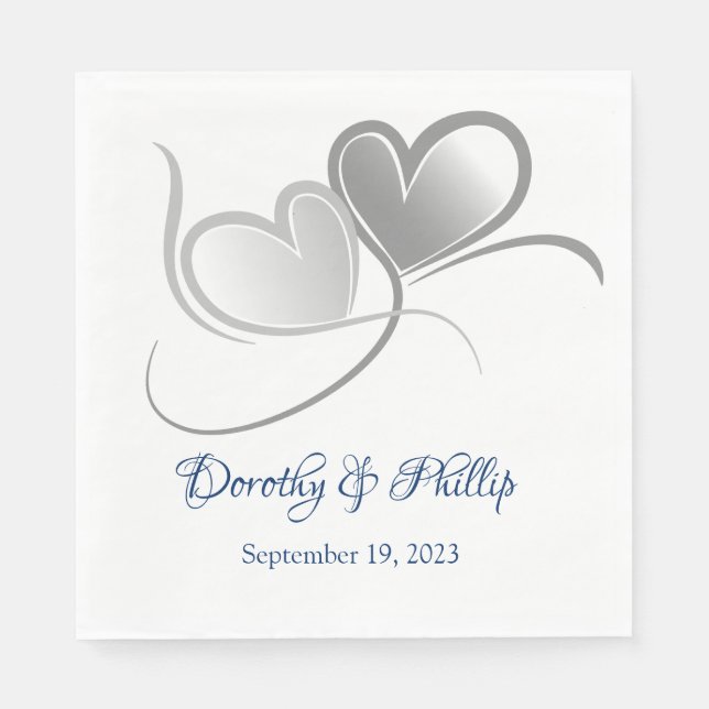 Serviette En Papier Mariage deux coeurs papier serviettes (Devant)