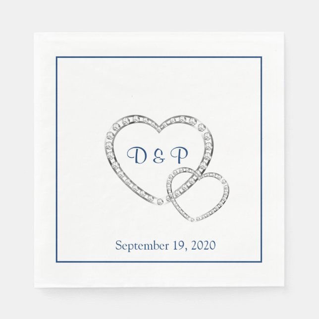 Serviette En Papier Mariage deux coeurs papier serviettes (Devant)