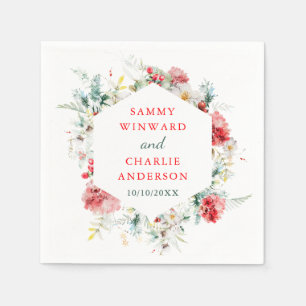 Serviette En Papier Mariage d'hiver élégant avec verdure florale