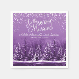 Serviette En Papier Mariage d'hiver pins lac violet art