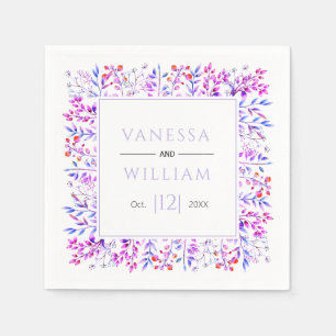 Serviette En Papier Mariage d'hiver violet feuilles et baies lavande