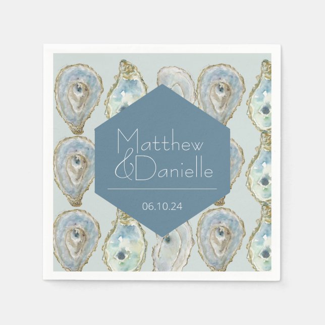 Serviette En Papier Mariage d'huîtres aquarelle (Devant)