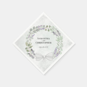 Serviette En Papier Mariage diagonal Eucalyptus & Lavender Wreath