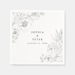 Serviette En Papier Mariage d'illustration végétale