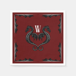 Serviette En Papier Mariage d'Imaginaire de monographie de dragon noir
