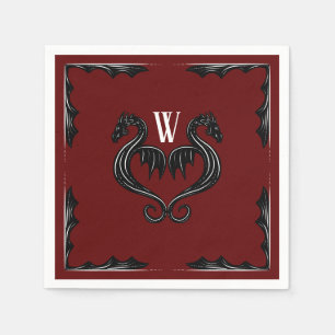Serviette En Papier Mariage d'Imaginaire de monographie de dragon noir