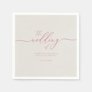 Serviette En Papier Mariage d'ivoire rose