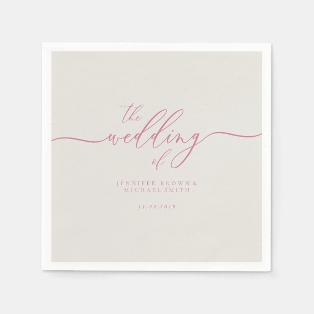 Serviette En Papier Mariage d'ivoire rose (Devant)