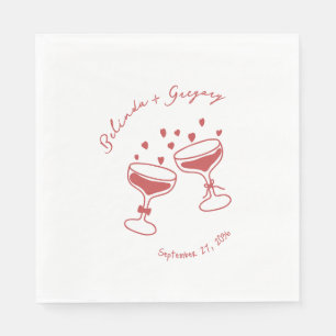 Serviette En Papier Mariage Doodles de Cocktail Étincelant Personnalis
