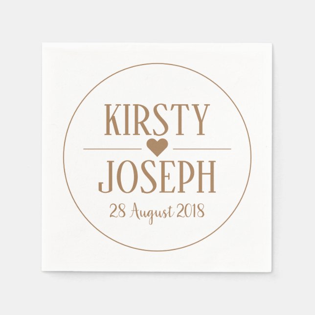 Serviette En Papier Mariage d'or classique (Devant)