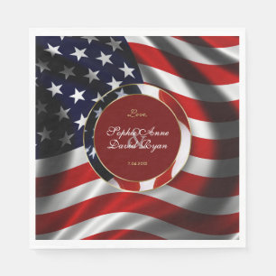 Serviette En Papier Mariage d'or moderne Patriotique Élégant USA