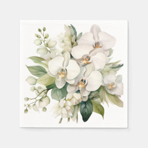 Serviette En Papier Mariage d'orchidées blanches