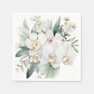 Serviette En Papier Mariage d'orchidées blanches